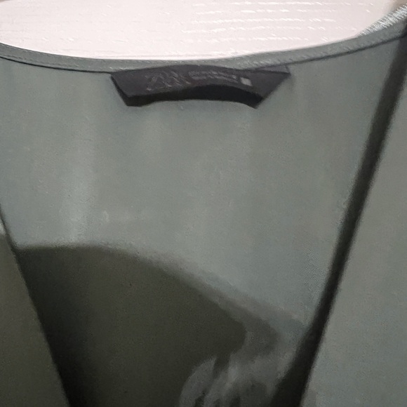 Zara Dark Green V-Neck Maxi Dress - Picture 4 of 5